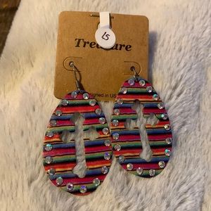 Serape cross earrings with rhinestones
